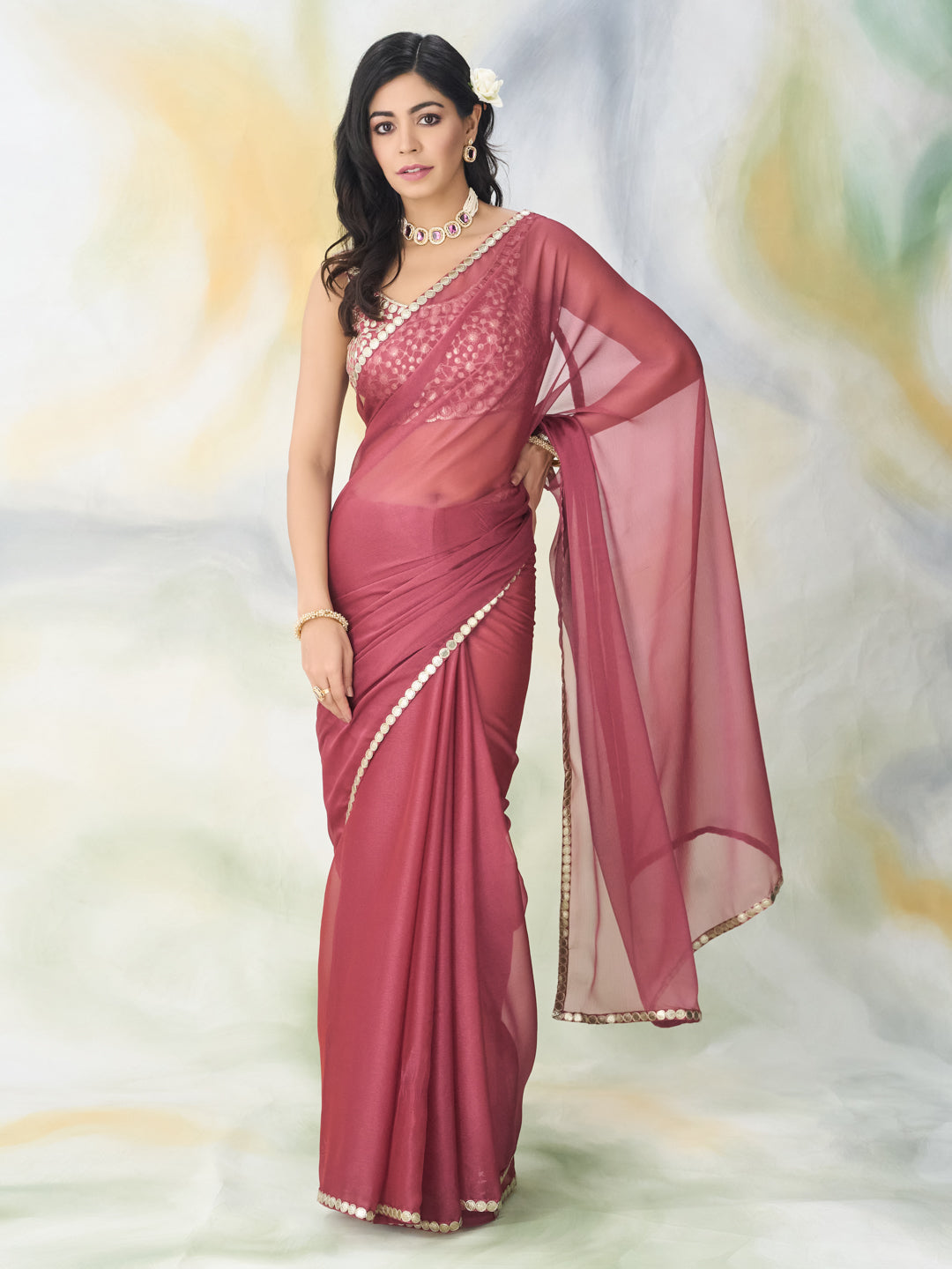 KASEE Women Gajri Embellished Silk Fancy Saree