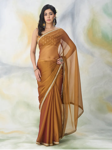 Kasee Women Gold Embroidered Solid Saree