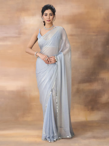 Kasee Women Firozi Embellished Mirror Work Saree