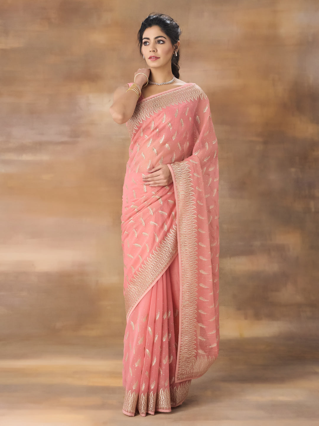 KASEE Women Floral Embroidered Art Silk Saree