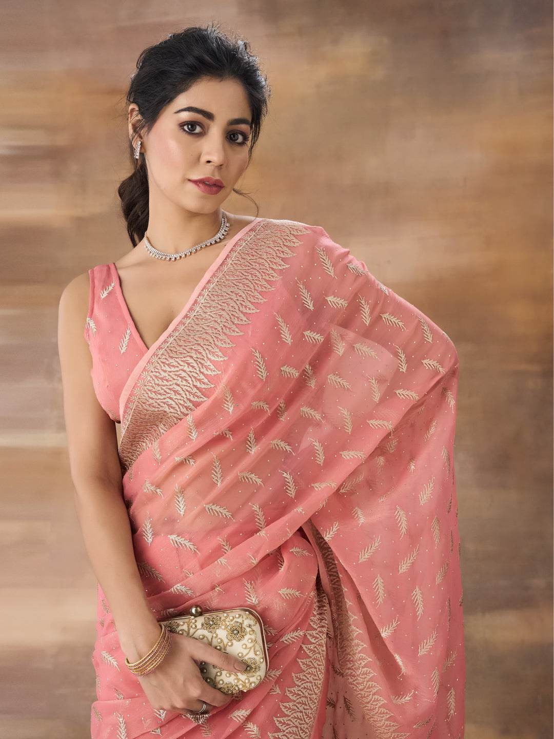KASEE Women Floral Embroidered Art Silk Saree