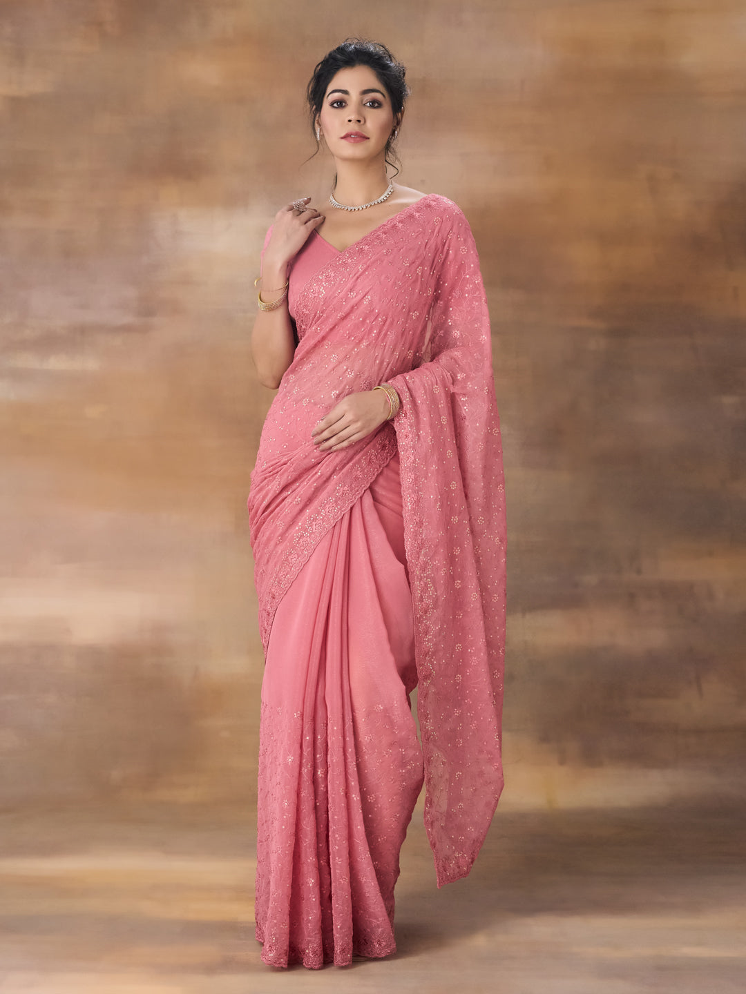KASEE Women Embroidered Floral Sequinned Saree