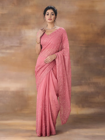 KASEE Women Embroidered Floral Sequinned Saree