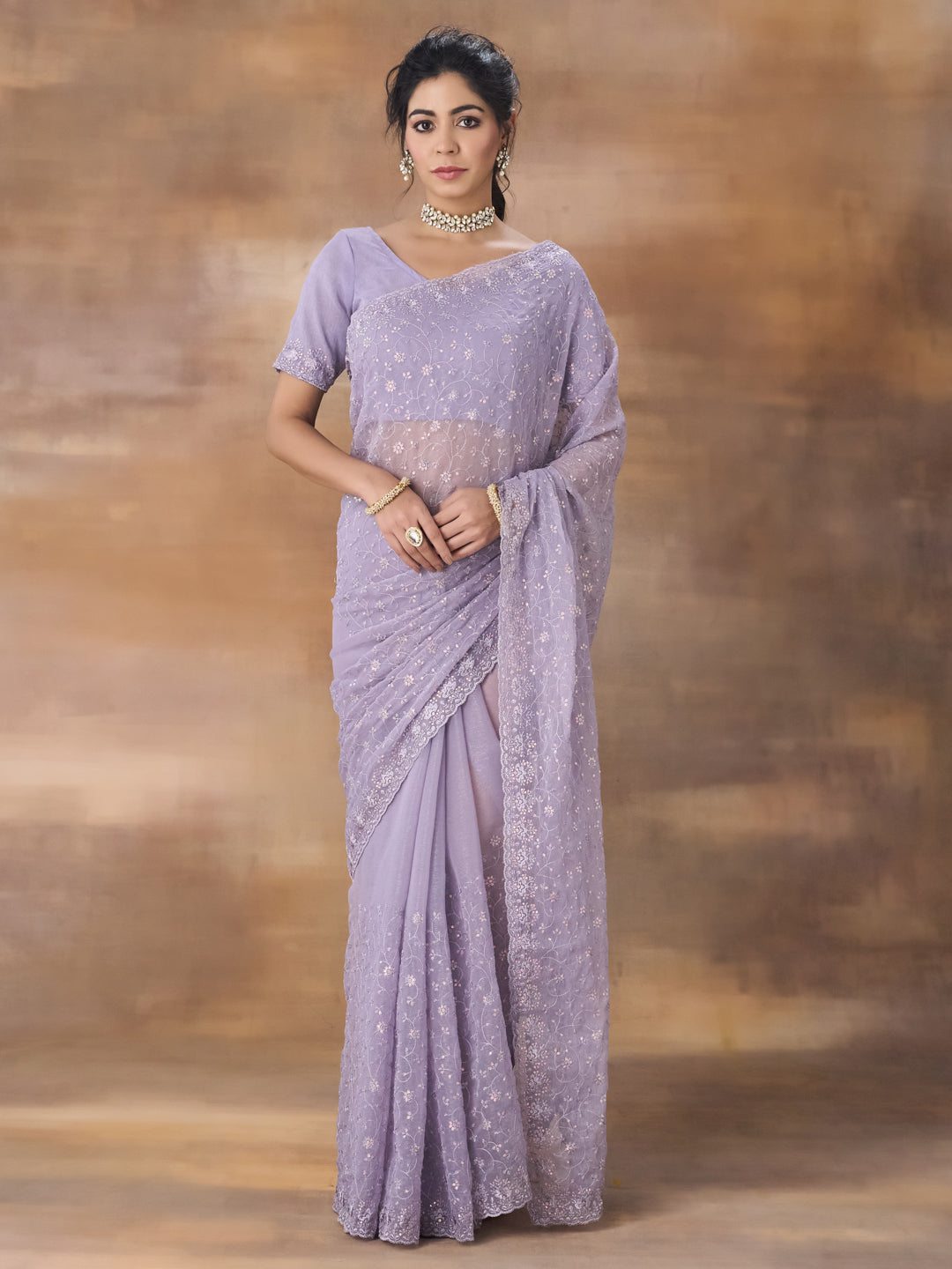 KASEE Women Embroidered Floral Sequinned Saree
