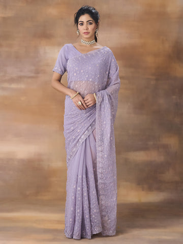 KASEE Women Embroidered Floral Sequinned Saree