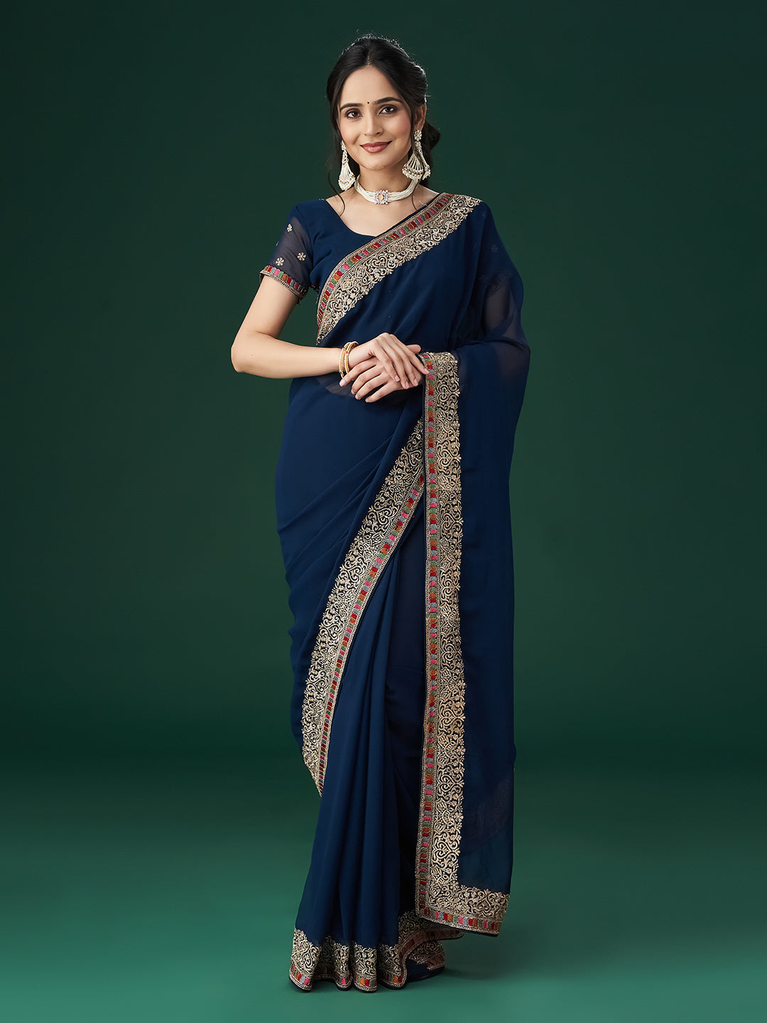 KASEE Women Ethnic Motifs Embroidered Bordered Saree