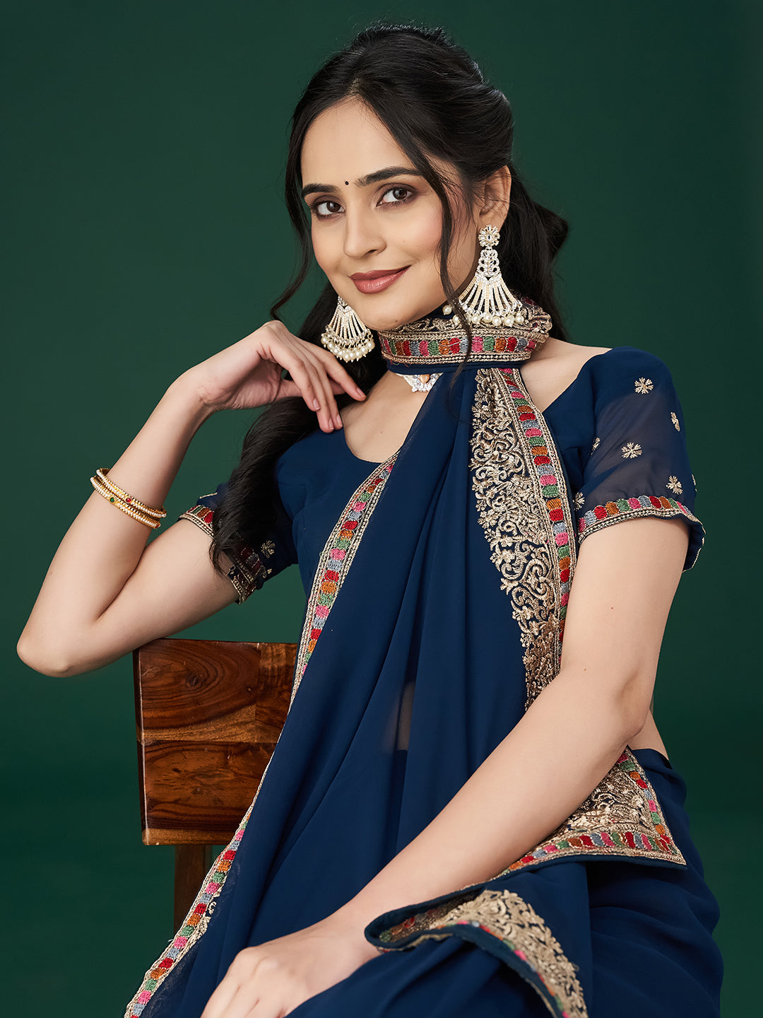 KASEE Women Ethnic Motifs Embroidered Bordered Saree