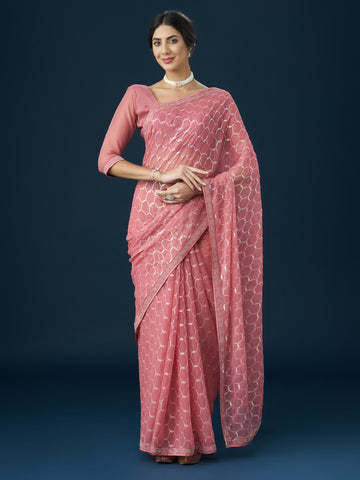 KASEEE Women Gajri Sequin Embellished Saree