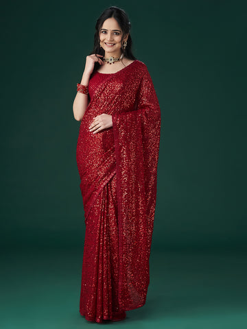 KASEE Women Cherry Sequinned Saree