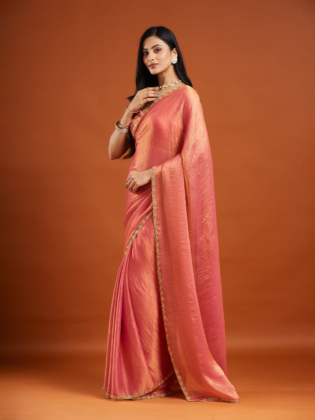 KASEE Women Solid Beads and Stones Saree