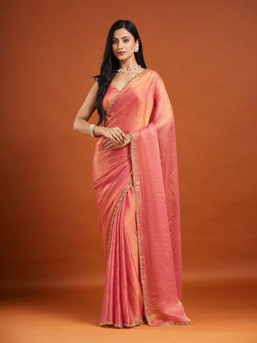 KASEE Women Solid Beads and Stones Saree