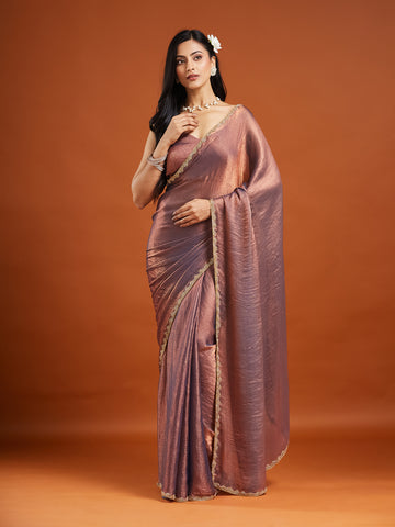 KASEE Women Solid Beads and Stones Saree