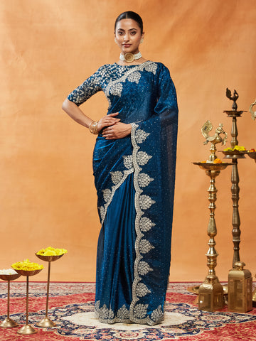 Kasee Womens Silk Blend Embroidered Saree