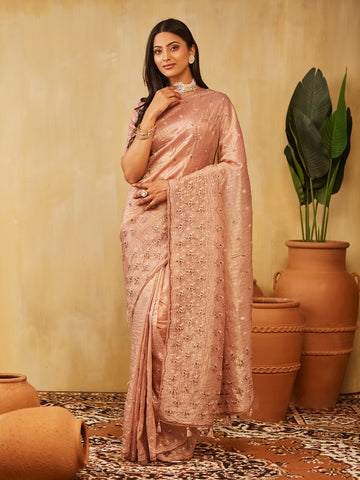 Kasee Womens Organza Floral Embroidered Saree