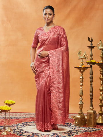 Kasee Womens Pure Organza Thread Embroidered Saree