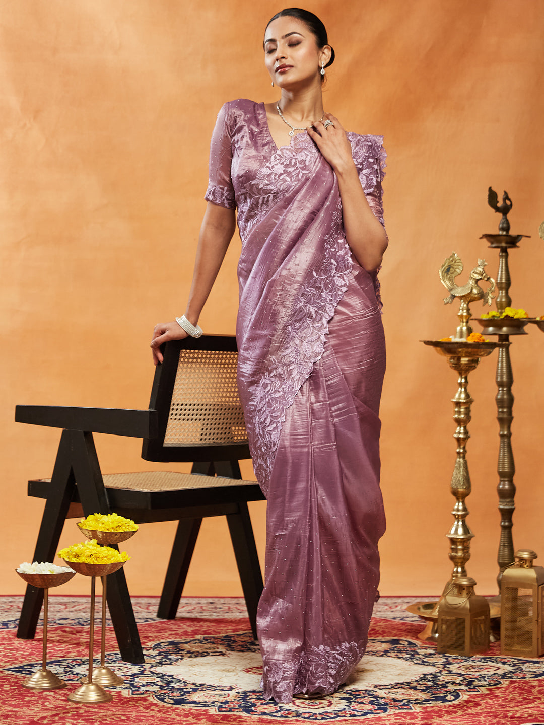 Kasee Womens Pure Organza Thread Embroidered Saree