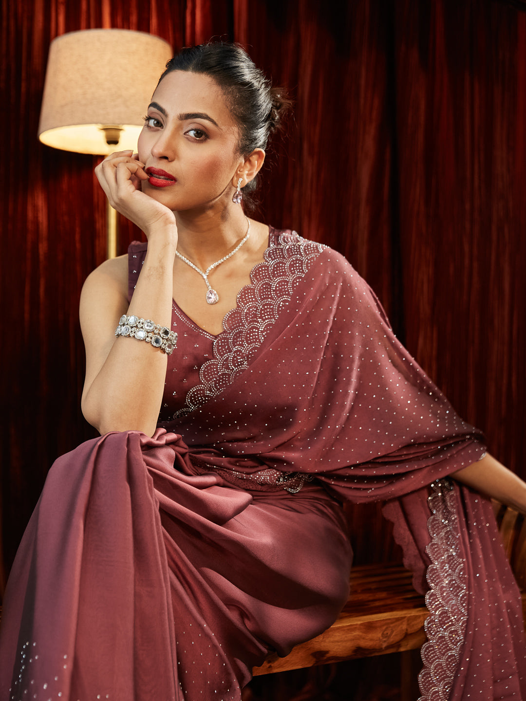 KASEE Women Embellished Embroidered Silk Blend Saree