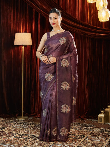 KASEE Women Pure Organza Floral Embroidered Saree
