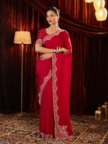 KASEE Women Embellished Embroidered Silk Blend Saree