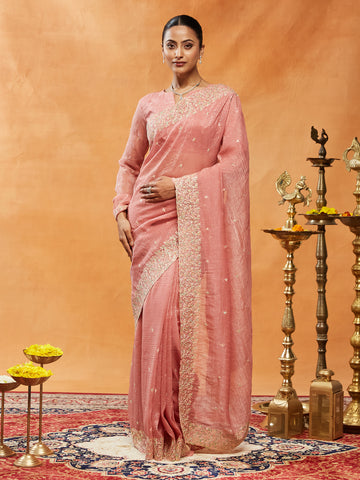 KASEE Women Multi-Color Thread Embroidery & Floral Bordered Saree