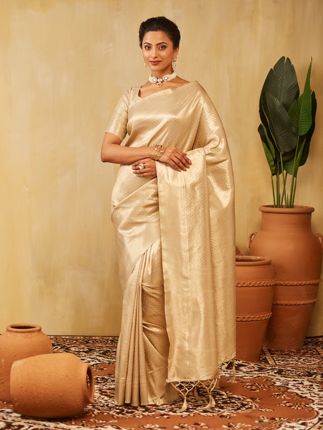 KASEE Women Woven Design Zari Banarasi Silk Saree