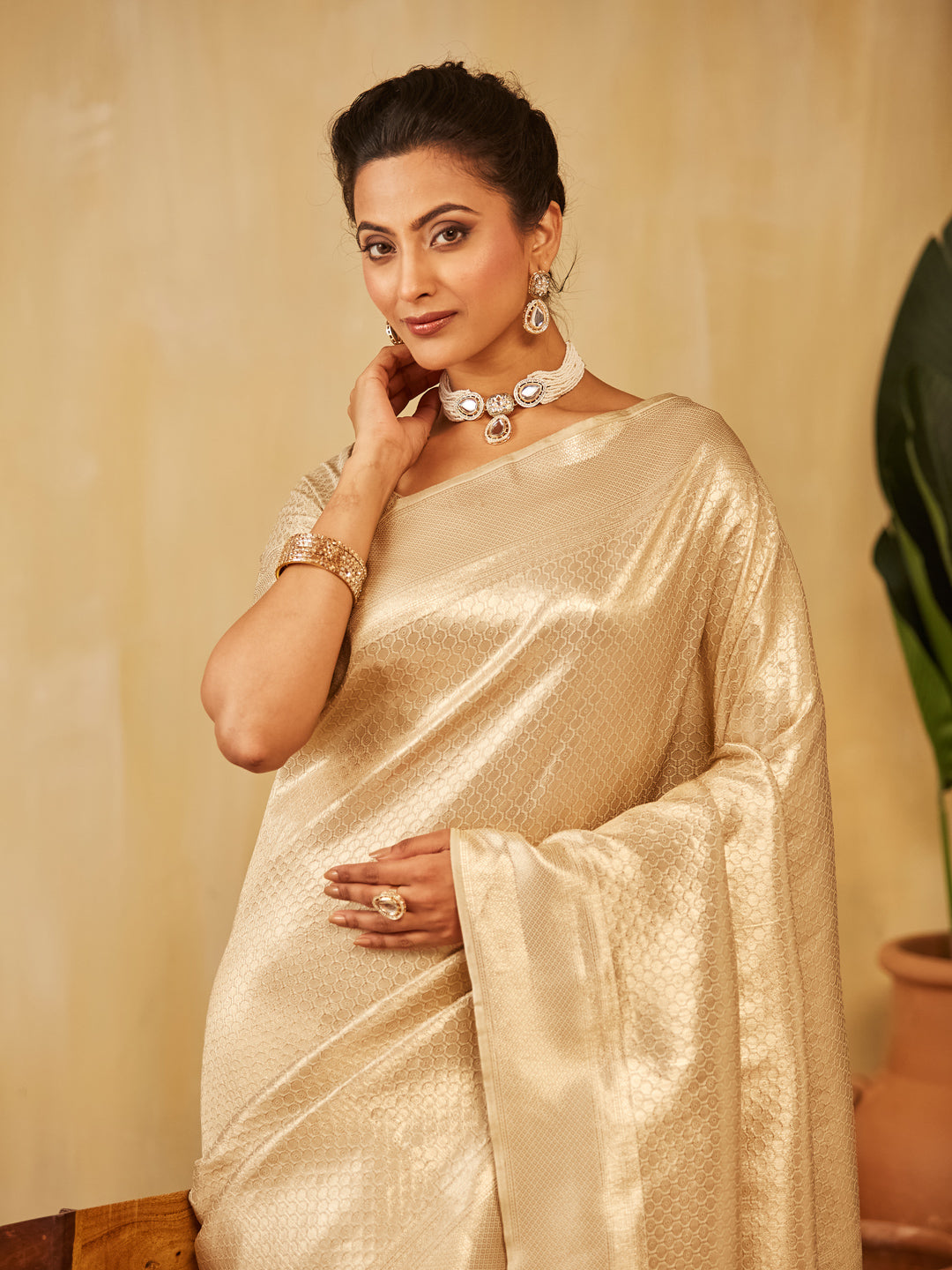 KASEE Women Woven Design Zari Banarasi Silk Saree