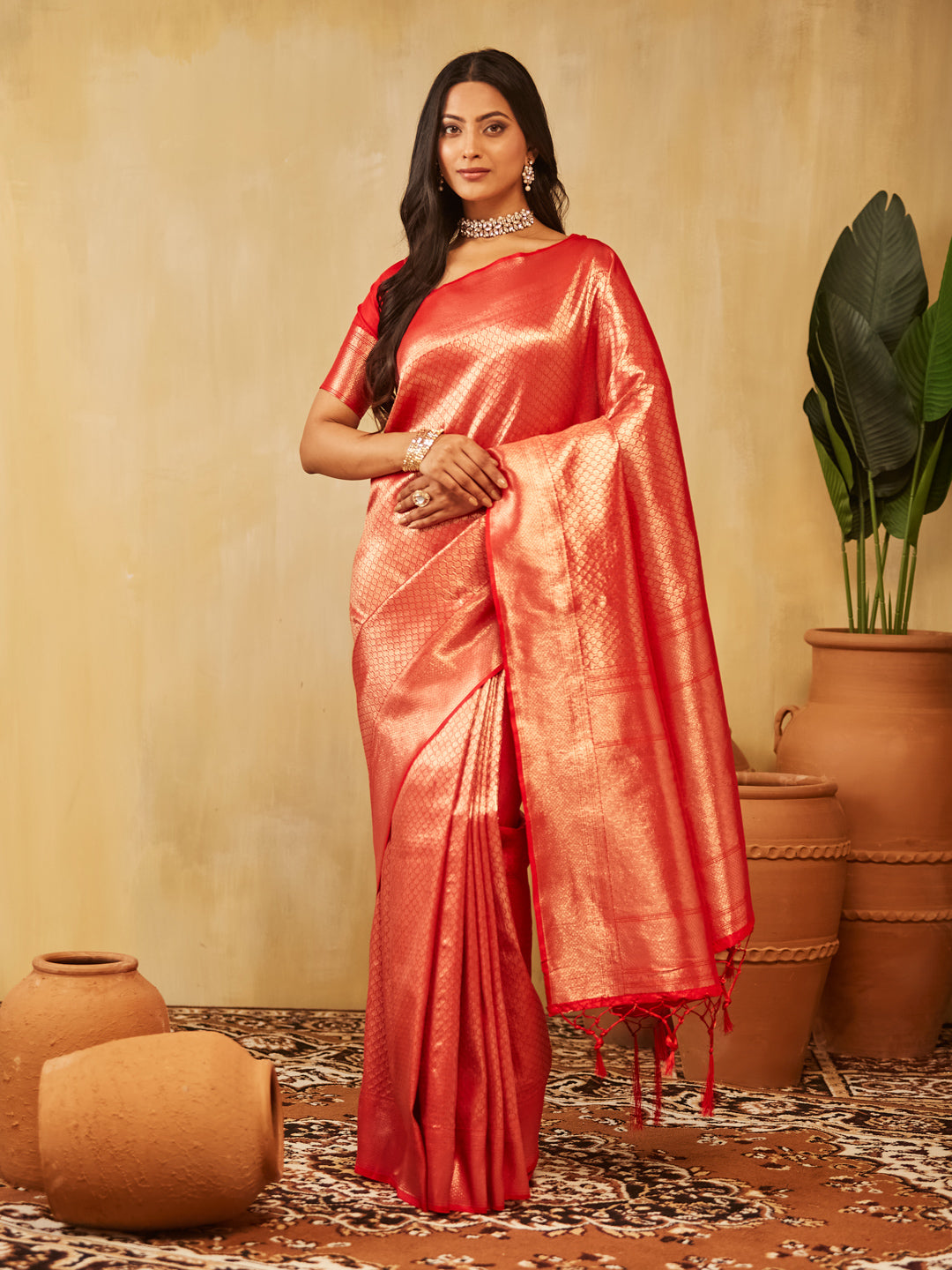 KASEE Women Woven Design Zari Banarasi Silk Saree