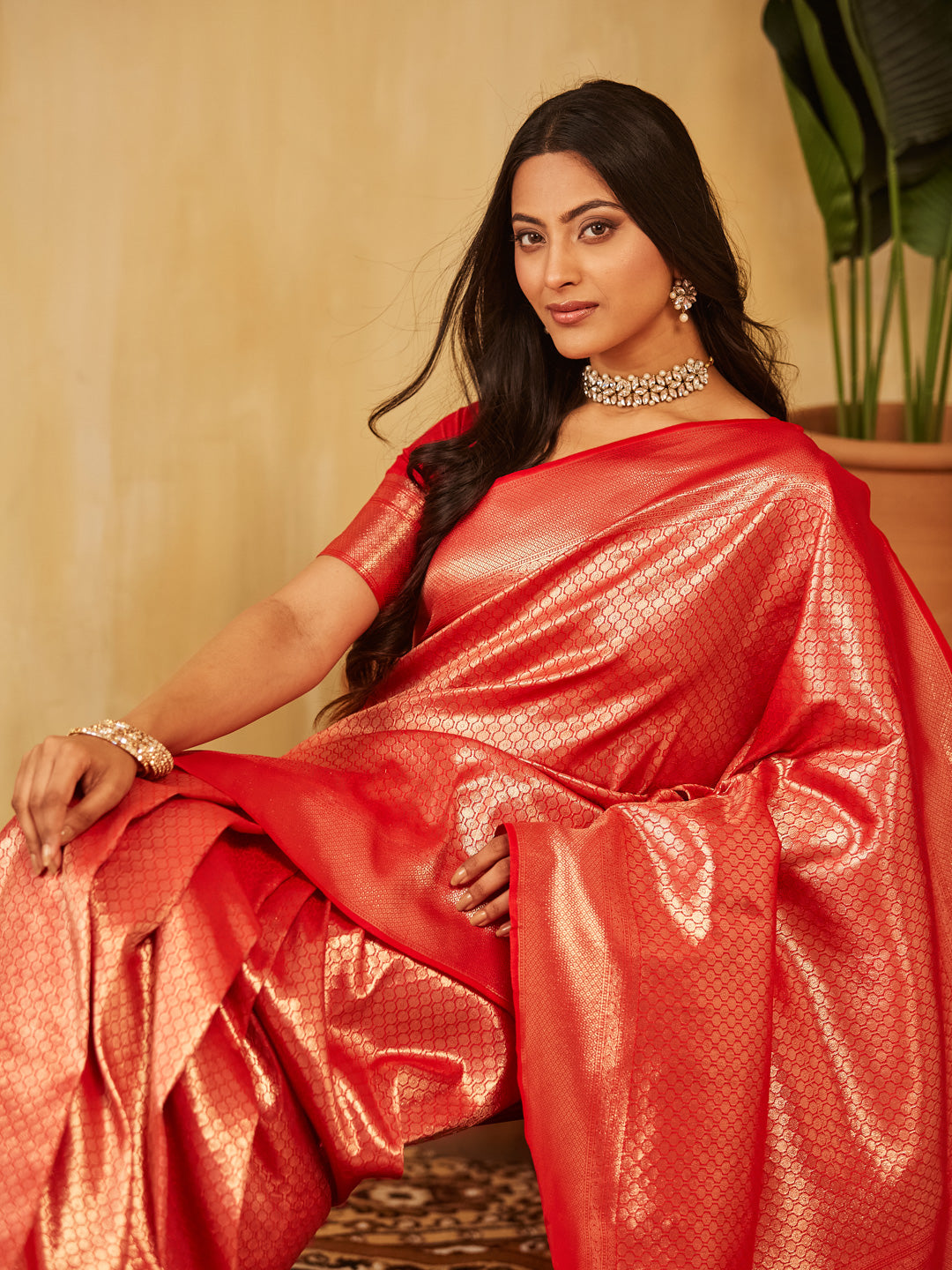KASEE Women Woven Design Zari Banarasi Silk Saree