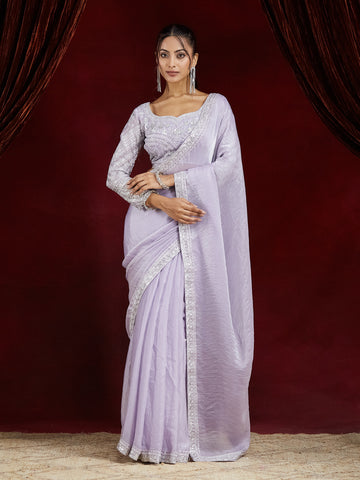 KASEE Women's Lavender Designer Ready To Wear Saree