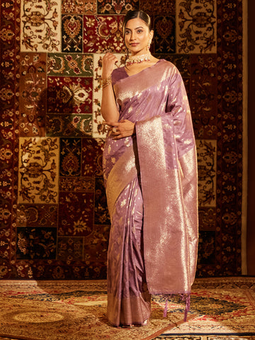 KASEE Women Banarasi Silk Saree with Gold Zari Buta Work
