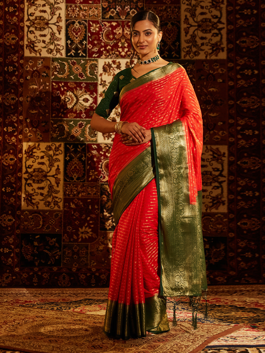 KASEE Women Floral Woven Design Zari Art Silk designer Banarasi saree