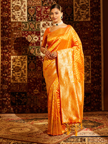 KASEE Women Woven Design Ethnic Motifs Zari Banarasi Saree