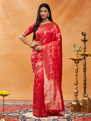 KASEE Women Floral Woven Design Zari Banarasi Saree