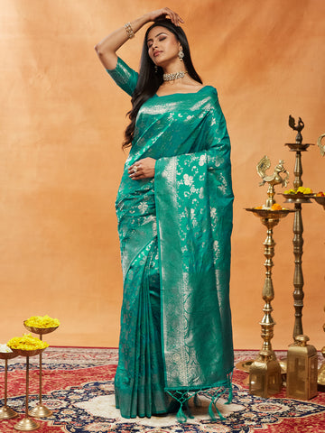 KASEE Women Floral Woven Design Zari Banarasi Saree