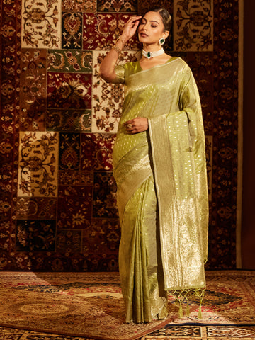 KASEE Women Banarasi Silk Saree with Gold Zari Detailing and Textured Weave