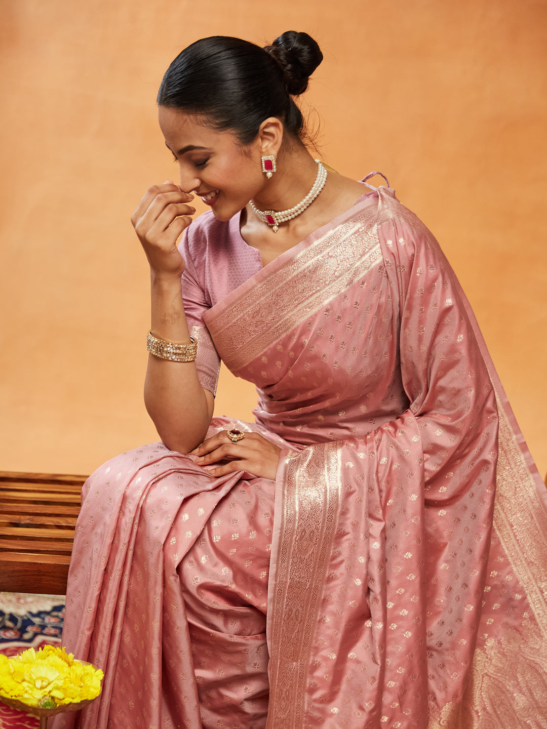 KASEE Women Banarasi Silk Saree with Silver Zari Booti and Intricate Pallu