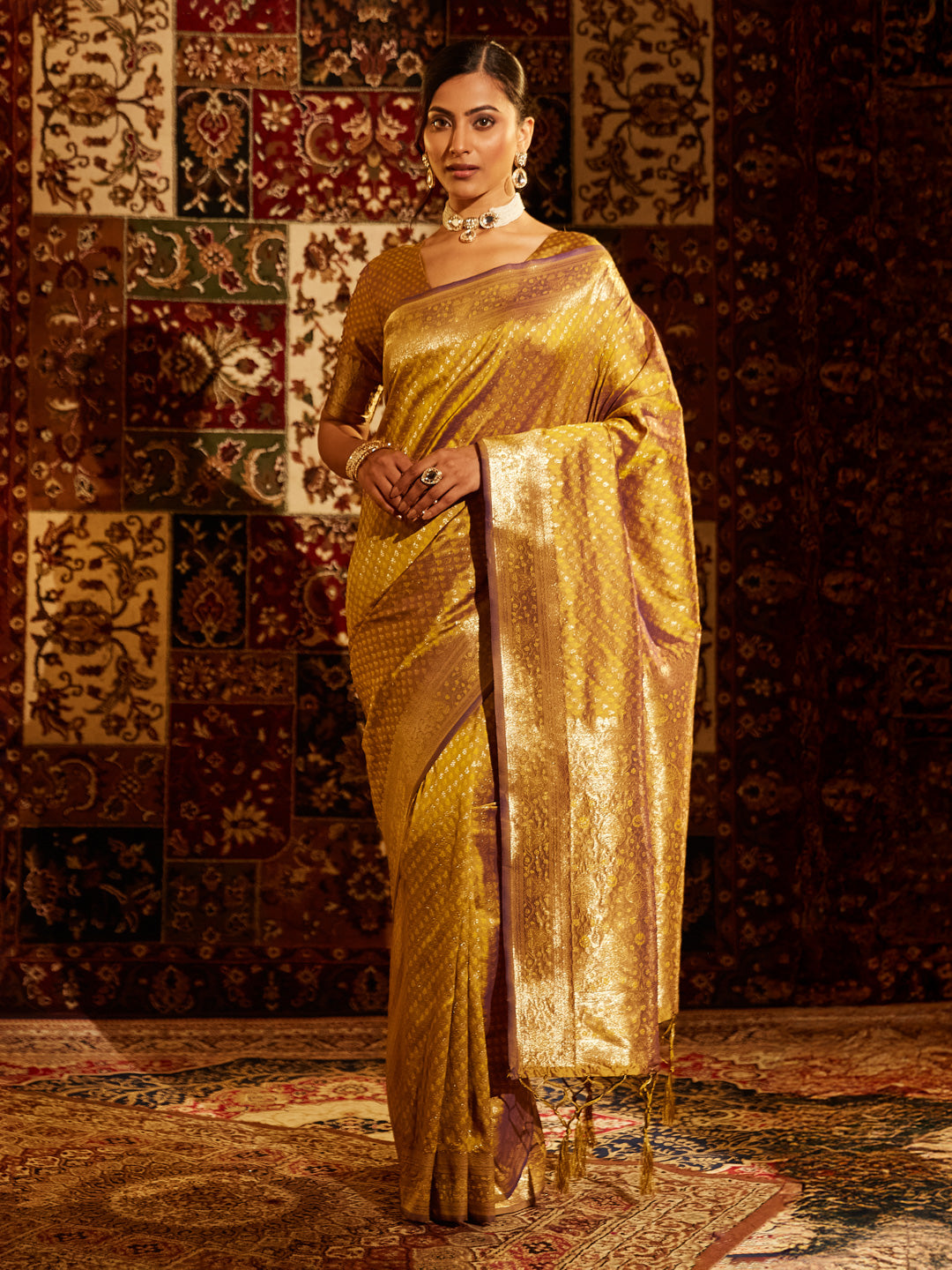 KASEE Women Woven Design Zari Banarasi Saree