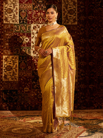 KASEE Women Woven Design Zari Banarasi Saree