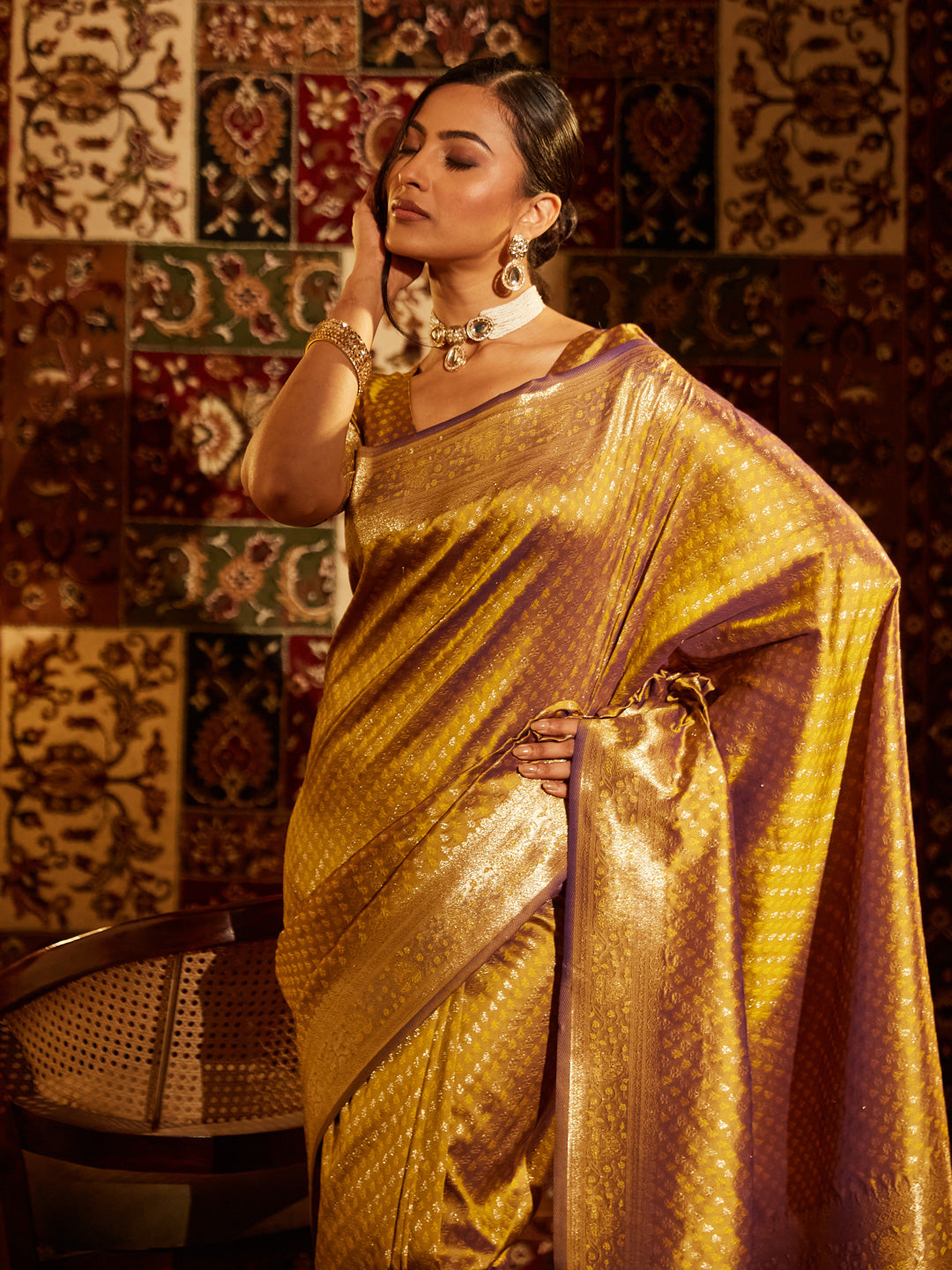 KASEE Women Woven Design Zari Banarasi Saree