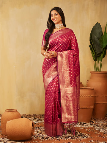 KASEE Women Zari Work Ethnic Motifs Art Silk  Designer Banarasi Saree
