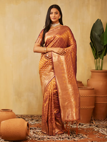 KASEE Women Zari Work Ethnic Motifs Art Silk  Designer Banarasi Saree
