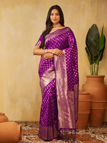 KASEE Women Zari Work Ethnic Motifs Art Silk  Designer Banarasi Saree
