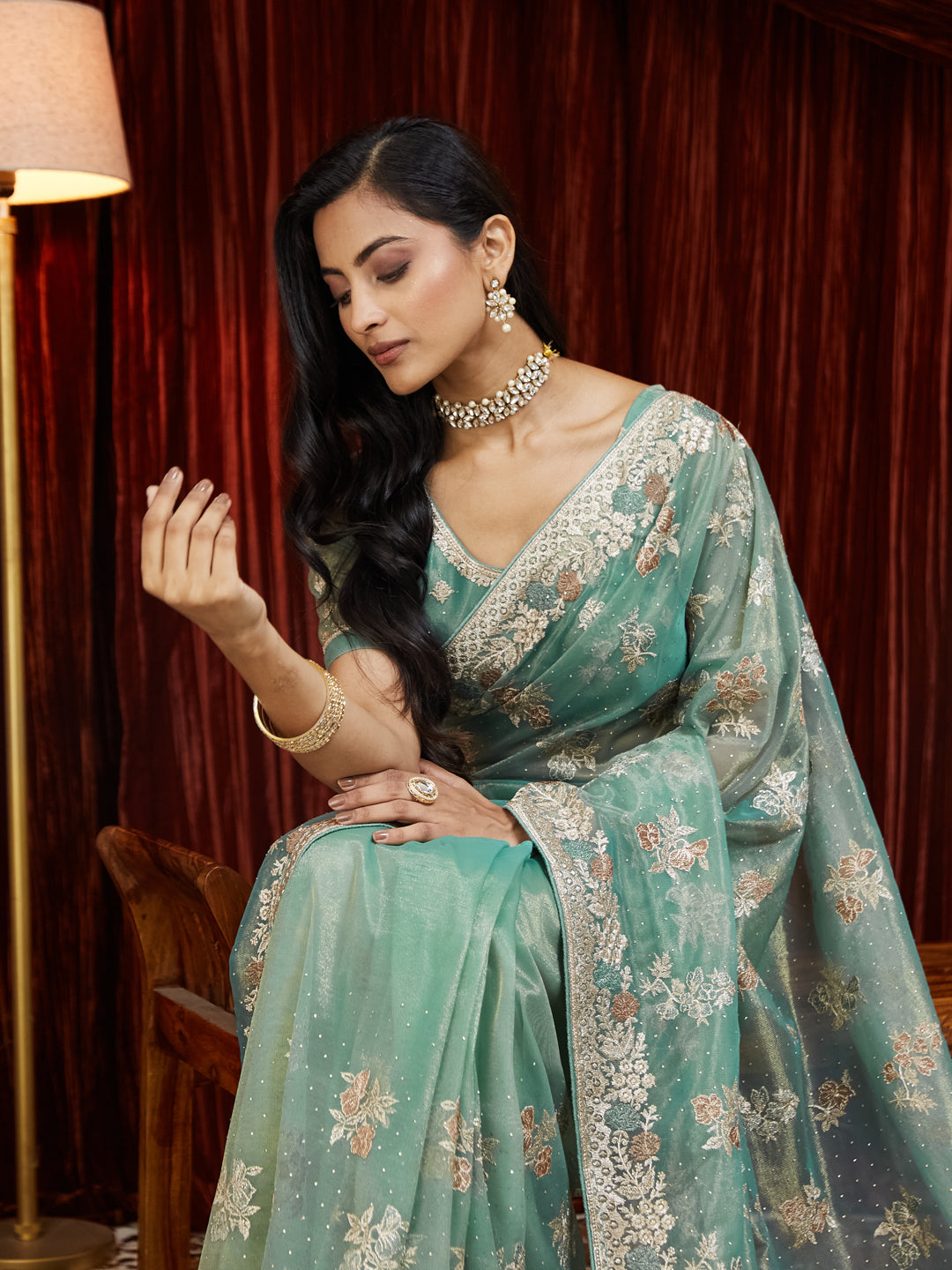 KASEE Women Floral Embroidered Net Saree
