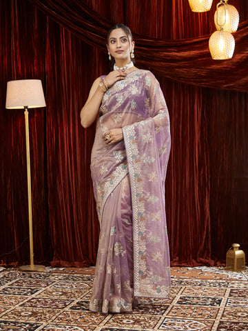 KASEE Women Floral Embroidered Net Saree