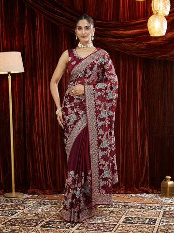 KASEE Women Floral Embroidered Silk Saree