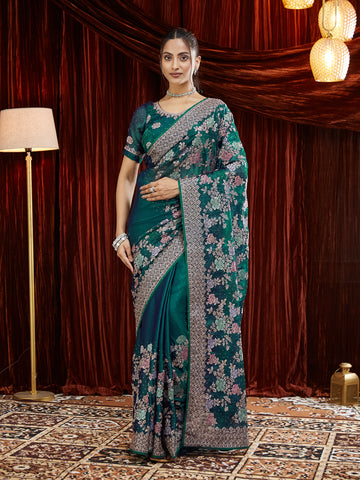 KASEE Women Floral Embroidered Silk Saree