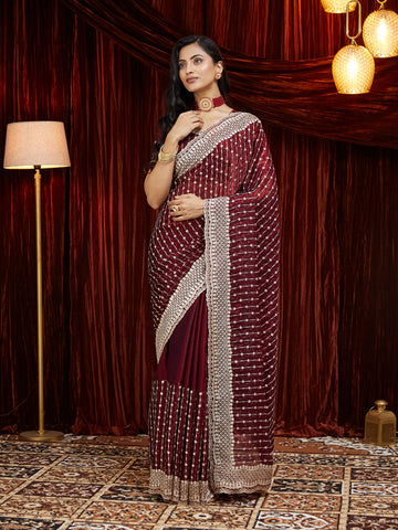 KASEE Women Ethnic Motifs Embroidered Silk Blend Saree