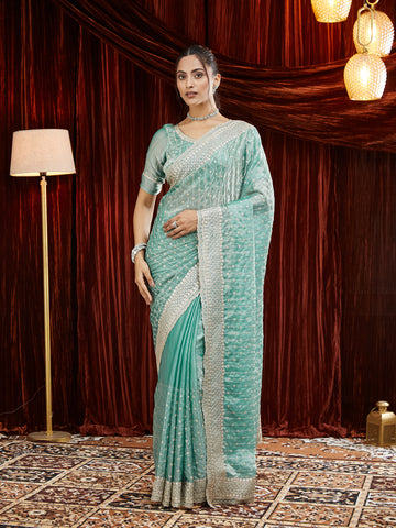 KASEE Women Ethnic Motifs Embroidered Silk Blend Saree