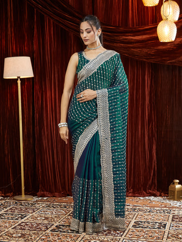KASEE Women  Ethnic Motifs Embroidered Silk Blend Saree
