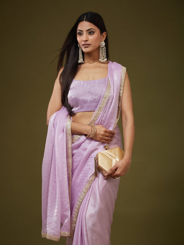KASEE Women's Off-White Silk Cotton Saree with Floral Embroidery and Zari Border